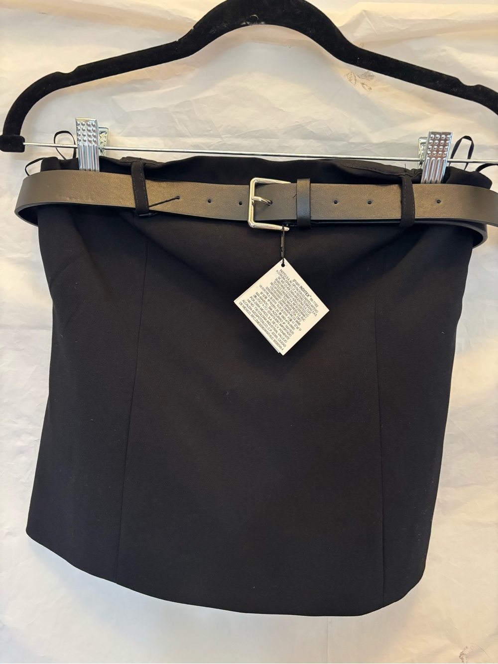Zara Black Tailored Crop Top with Wide Buckle Belt - Picture 2 of 3